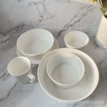 Stackable Round White Dinnerware